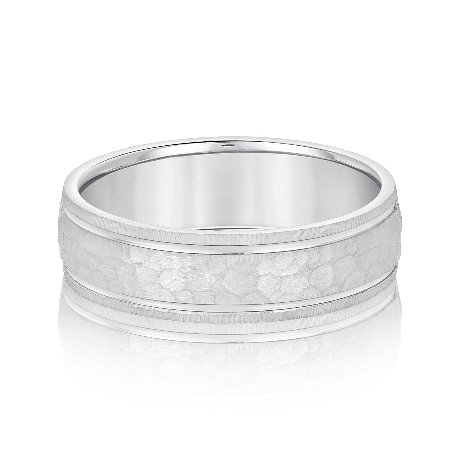 Men's Hammered Grooved Edged Band-VIRABYANI